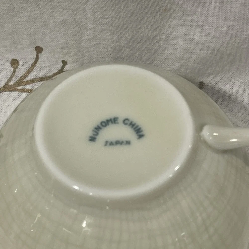 Vintage Nunome China Japan Tea Cups Set 4 Ivory Crackle Glaze Ceramic 4.25